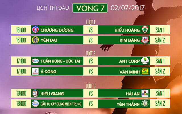 Lịch thi đấu vòng 7 Vinh League S5 2017